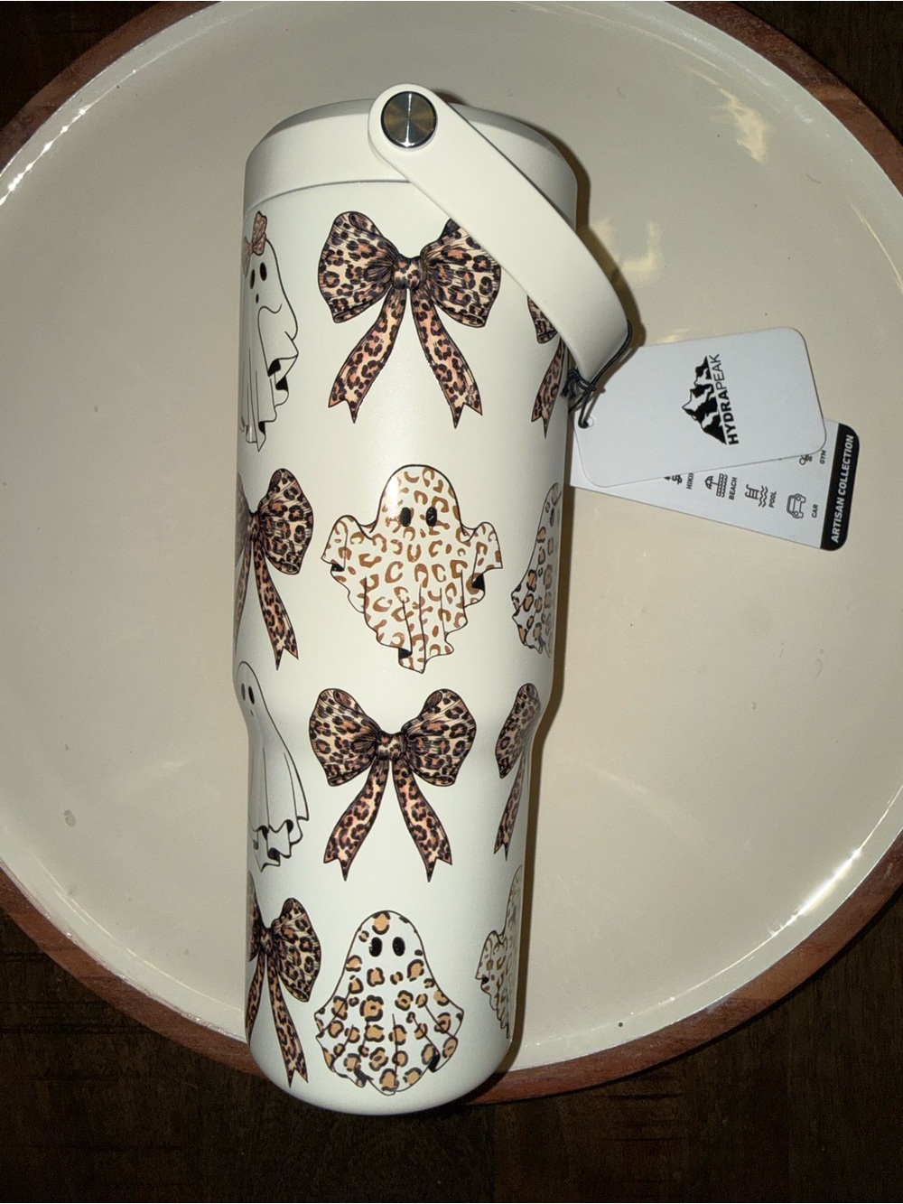 Creme Leopard Print Insulated Bottle